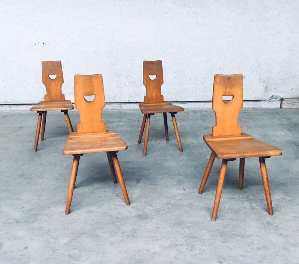 Vintage Belgian Brutalist Pub Café Chair Set by Torck, 1960s, Set of 4