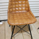 4 camel-coloured leather seating chairs