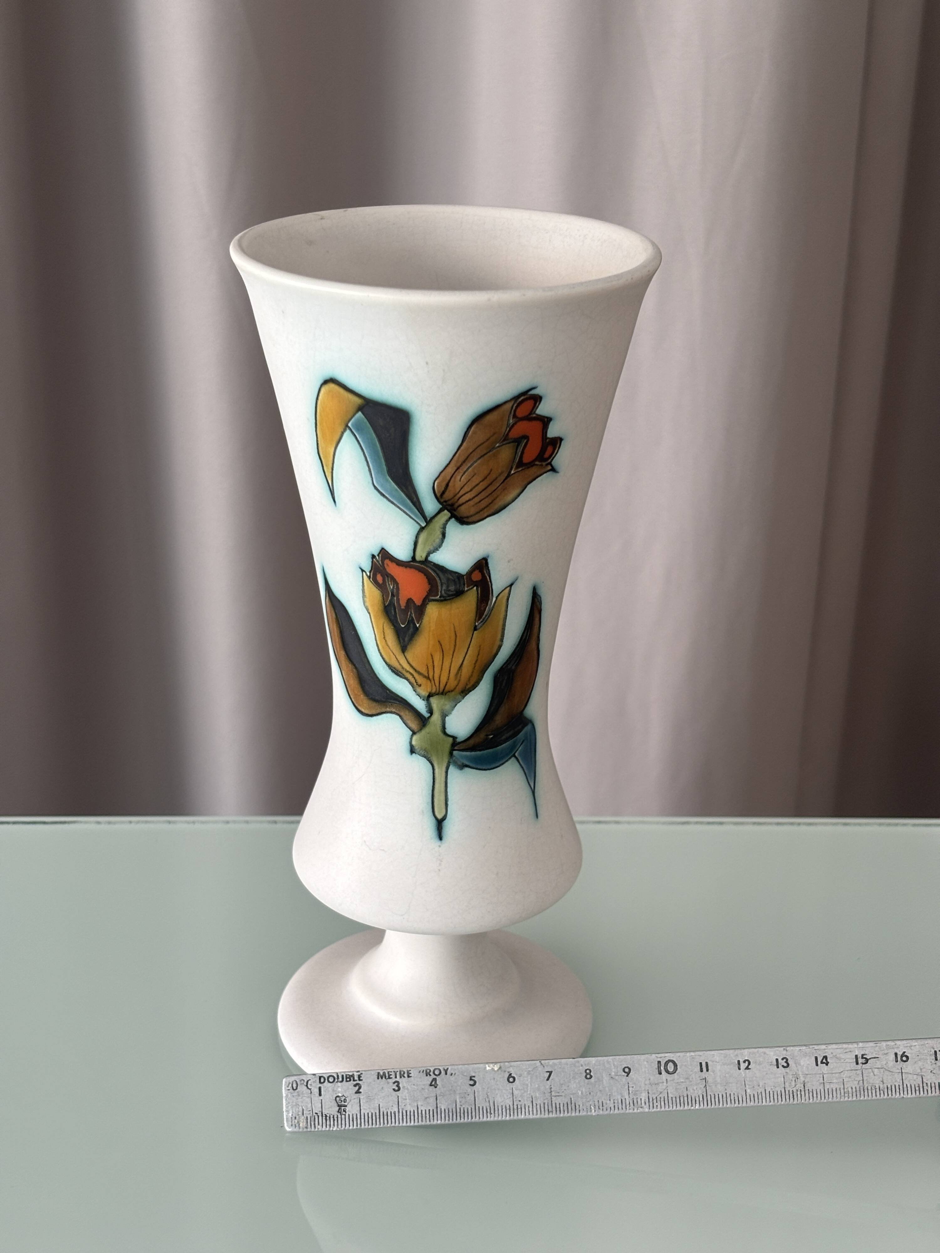 Vintage West Germany Hand-Painted Ceramic Vase | Handarbeit | 22 cm