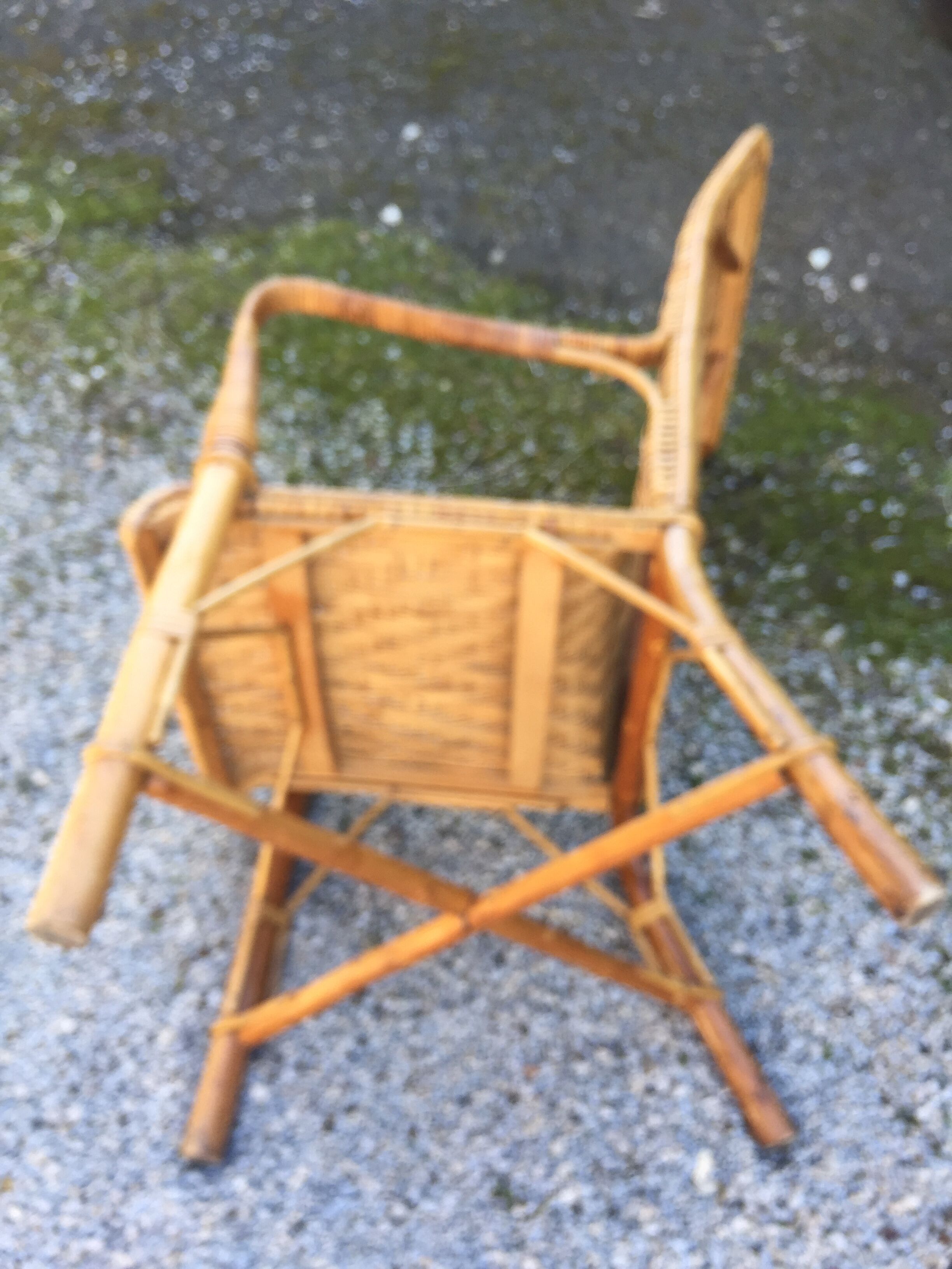 Armchair high back vintage rattan