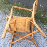 Armchair high back vintage rattan