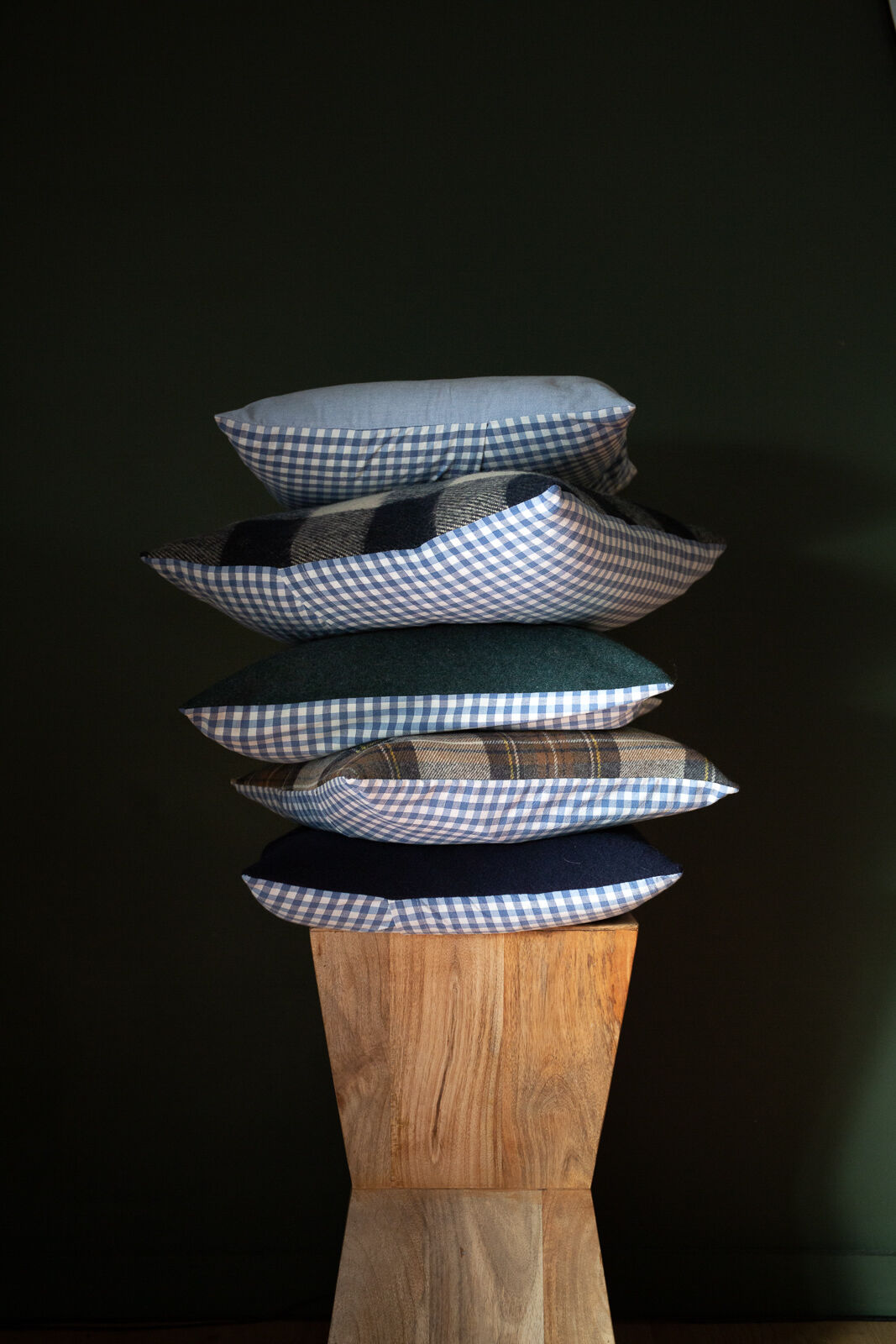 Wool checkered upcycled cushion cover