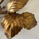 Large golden leaf wall lamp vintage design 70s