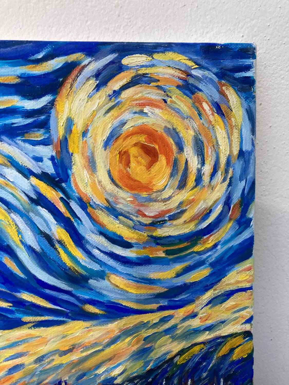 Starry night landscape painting oil on canvas