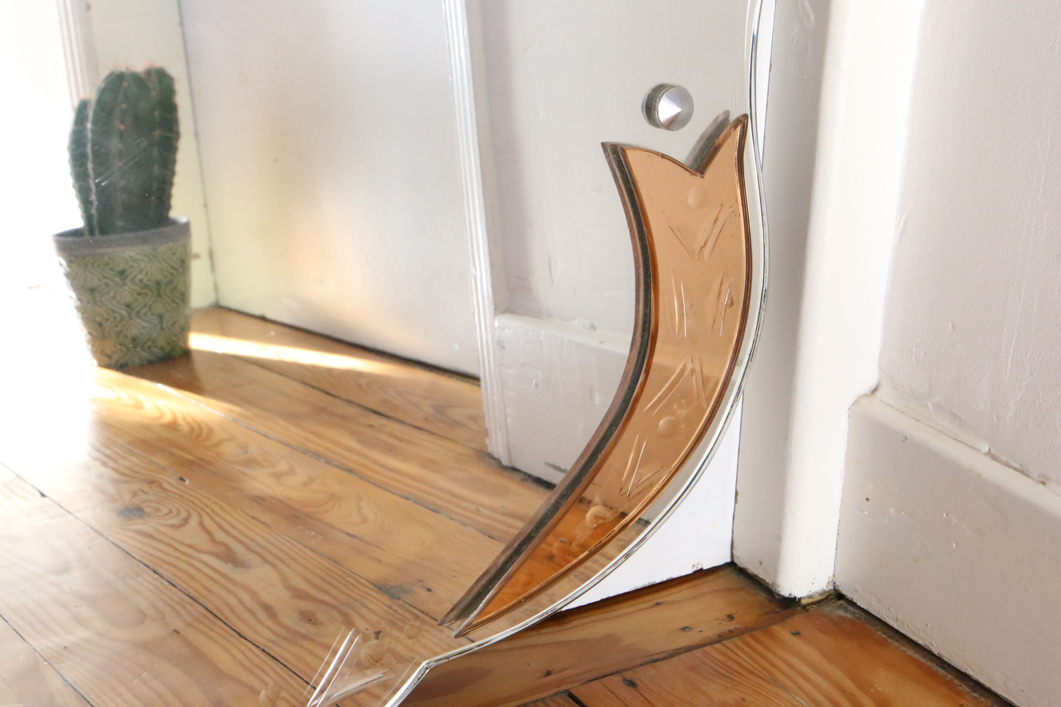 Bevelled wall mirror, old, art deco