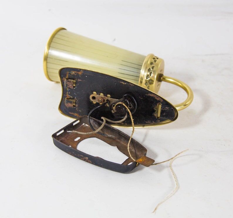 Brass wall lamp and glass with fine stripes mid-century