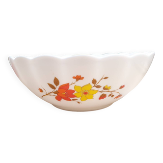 Vintage Arcopal salad bowl with yellow and orange flowers