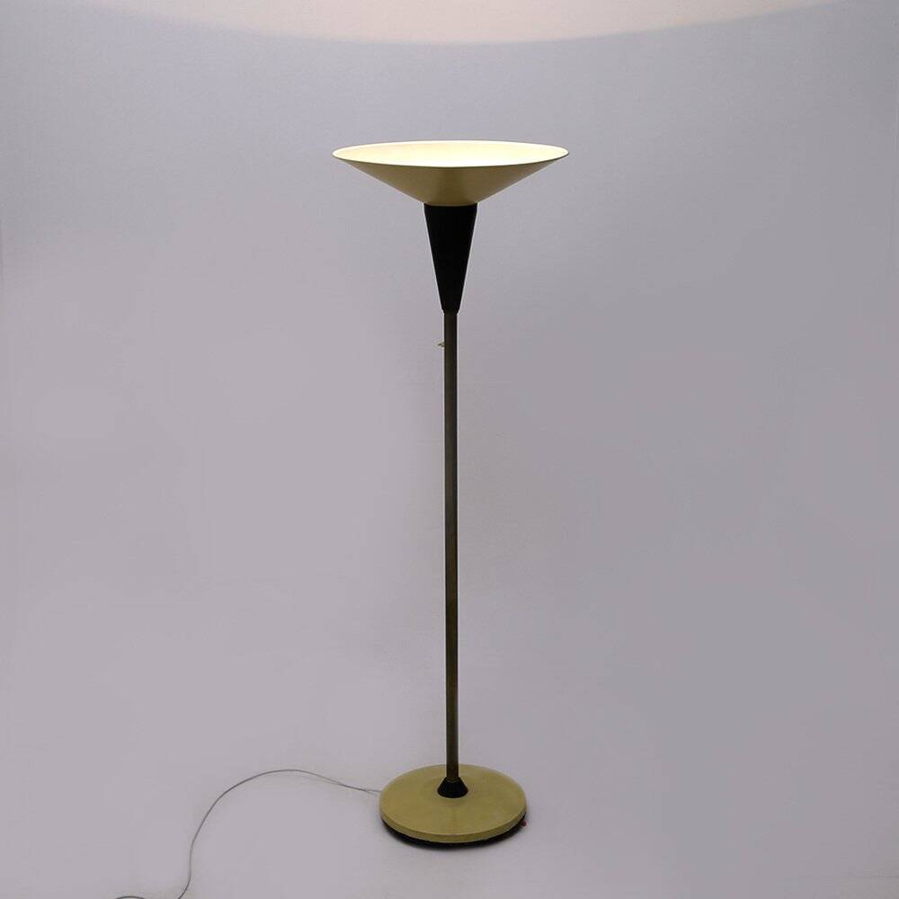 Floor lamp with white metal reflector, 1940s