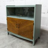 Atypical green noble 1960s low display cabinet.