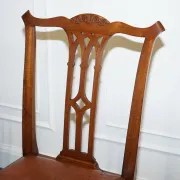 Chippendale Style Dining Chairs with Leather Seats, Set of 5