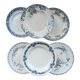 Mismatched vintage flat plates in ironstone - Blue decor