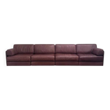 Brown leather modular sofa by De Sede; DS76, 1970s (straight)