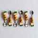 6 antique bowls and 6 spoons strawberry slip