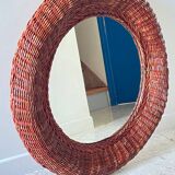 Round rattan wall mirror 1970s/80s