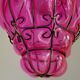 Beautiful Shaded Deep Pink  Murano Blown Glass Wrought Iron Ceiling Light