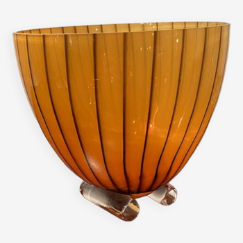 Large orange crystal bowl, Kosta Boda