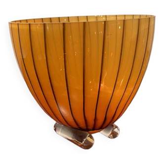 Large orange crystal bowl, Kosta Boda