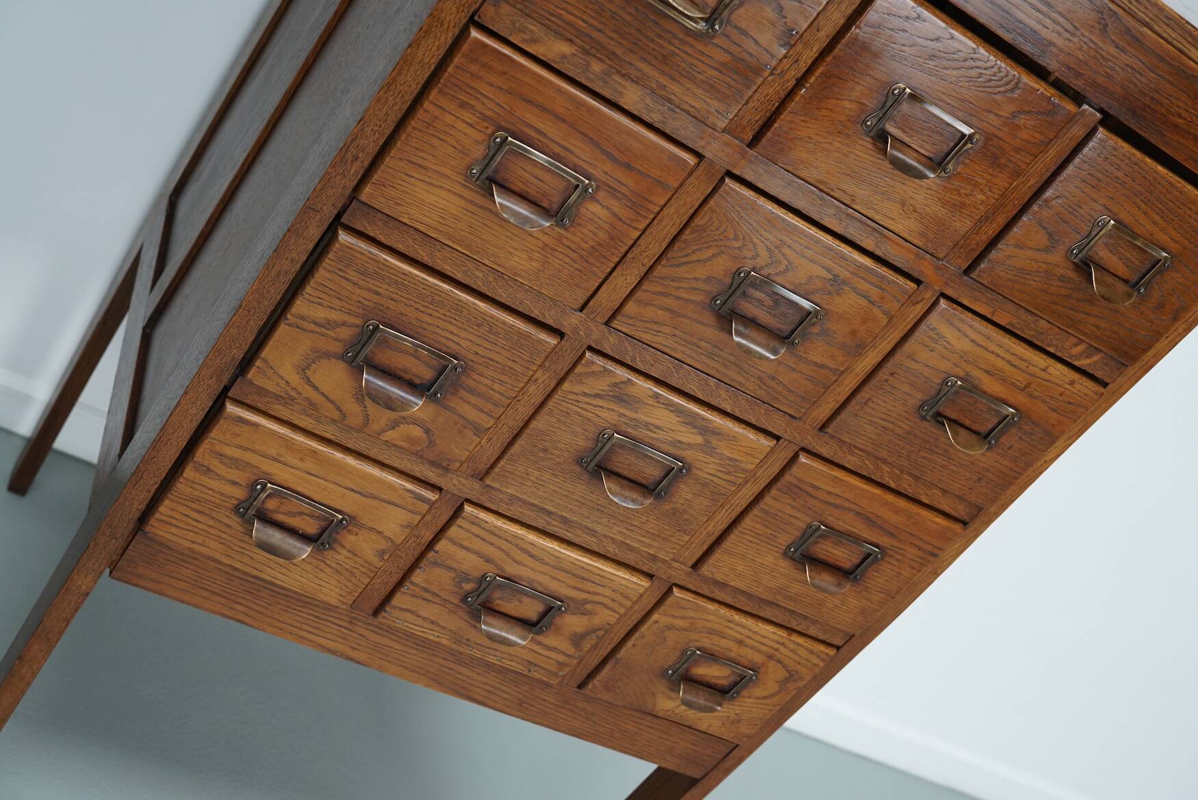Antique Dutch Oak Apothecary Cabinet or Filing Cabinet, 1930s