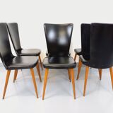 Set of 6 vintage Baumann Essor chairs in beech wood and skai