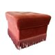 Vintage old pink pouf / chest / footrest with fringes