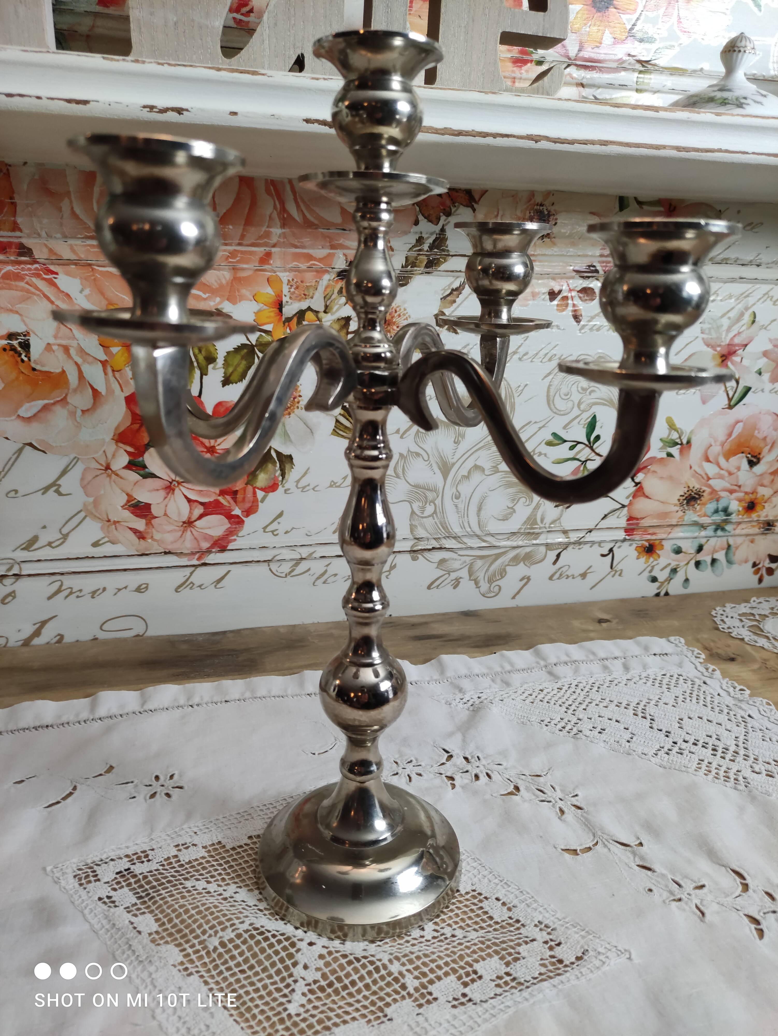 Chandelier 5 branches in silver metal color