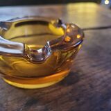 Cendrier verre ambré moulé vintage années 70