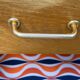 Vintage chest of drawers with tapered legs, solid raw oak, 1960.