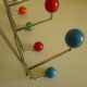 Door hook with 10 hooks-balls, metal and wood, 70s