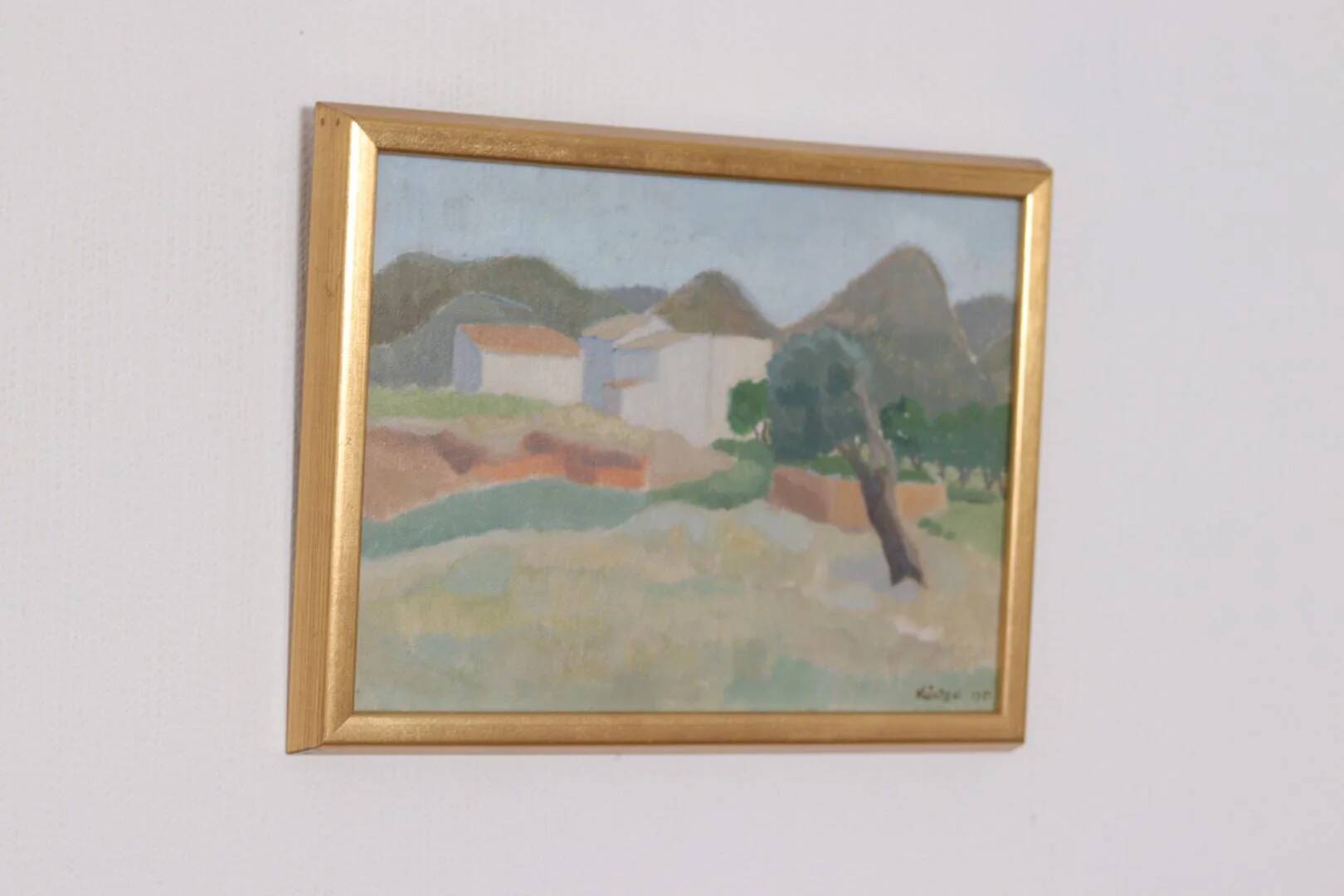 Original Swedish Oil on Panel – “Mountain Village” by Anna Küntzel