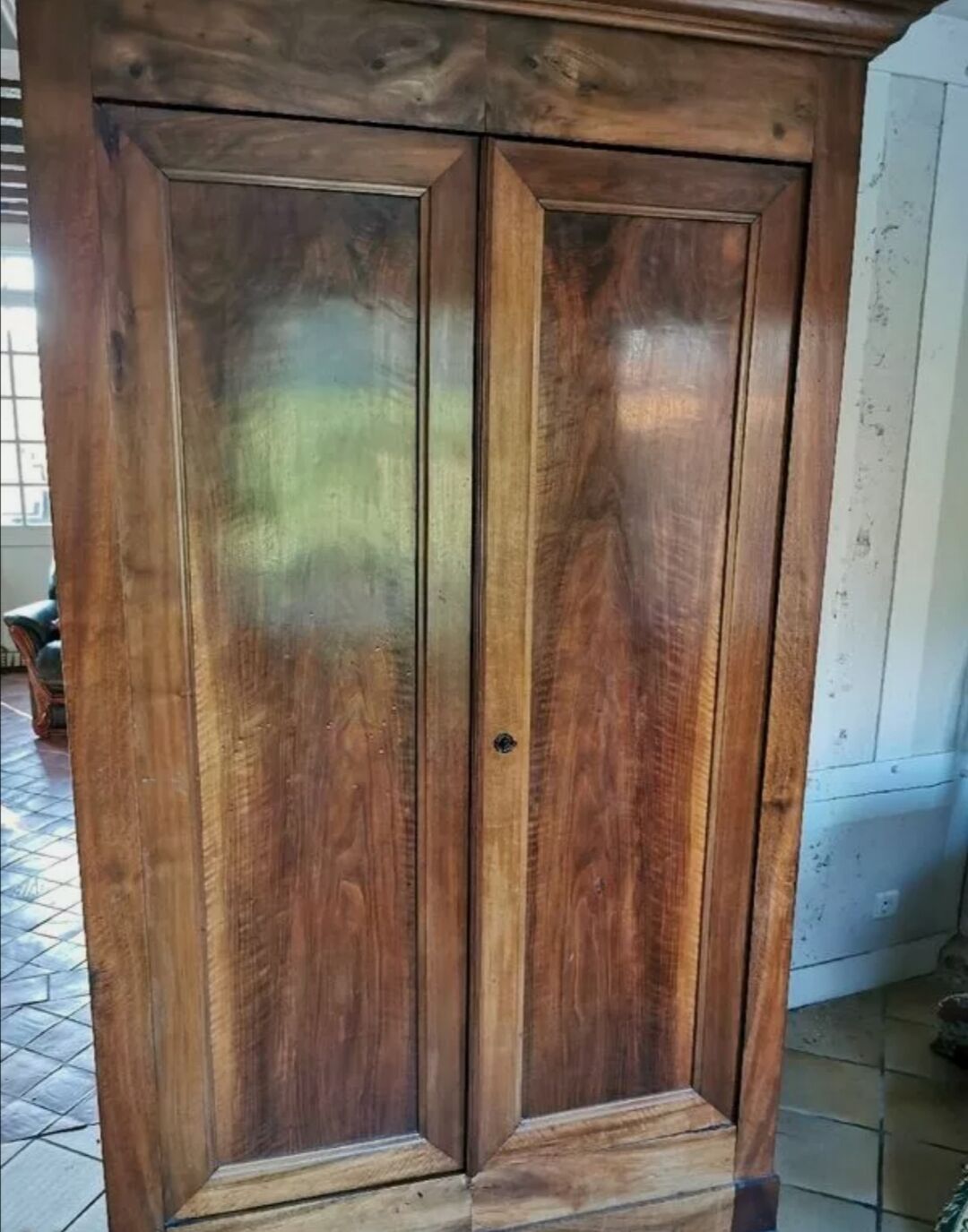 Louis Philippe wardrobe in solid walnut, 19th century era