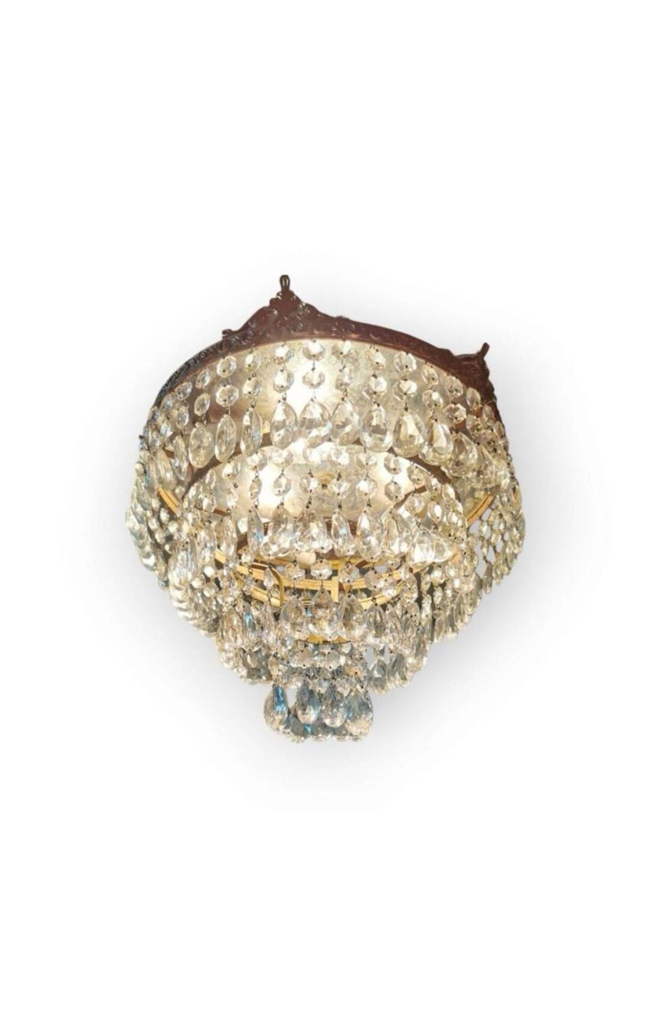 Bronze and Crystal Ceiling Light