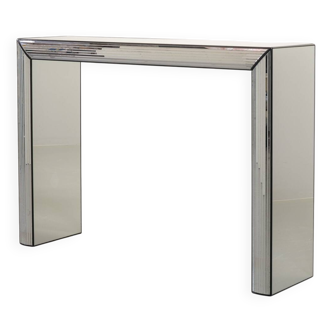 Console en miroir argenté minimaliste et exclusive, fabriquée à la main, objet d'art