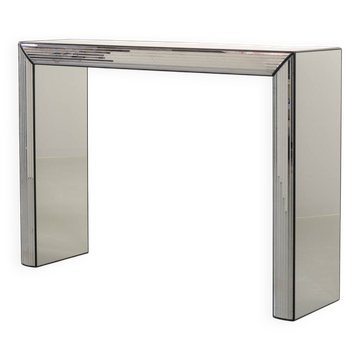 Console en miroir argenté minimaliste et exclusive, fabriquée à la main, objet d'art