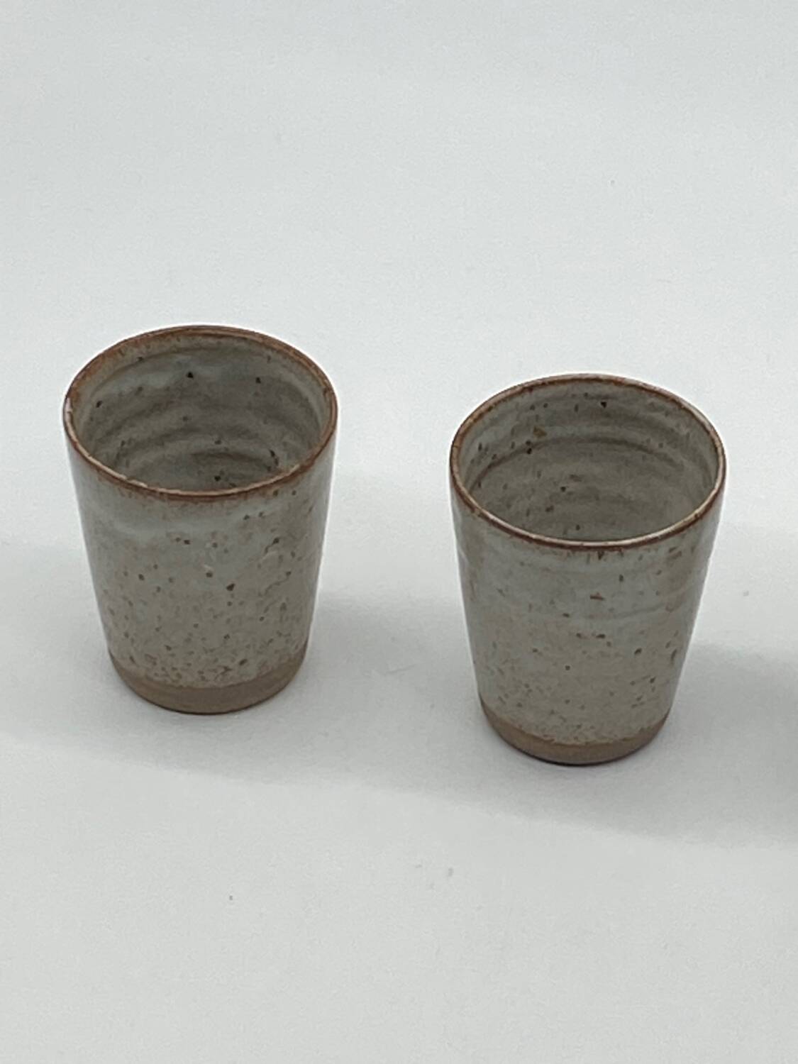 Set of 4 Roger Jacques stoneware tumblers / glass, vintage