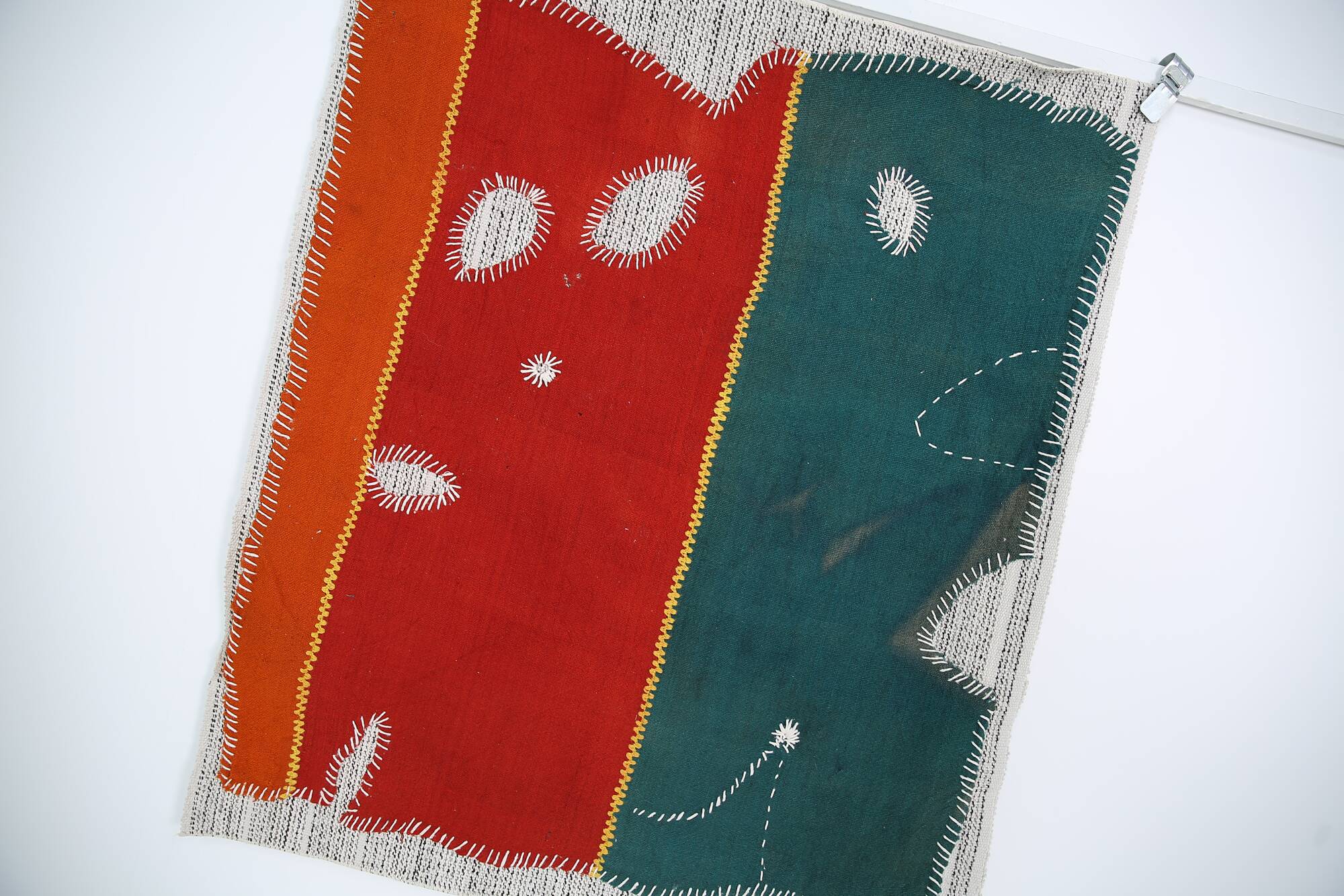 Emerald Green Handwoven Vintage Wall Hanging, Woven Wall Art, 105x123 Cm