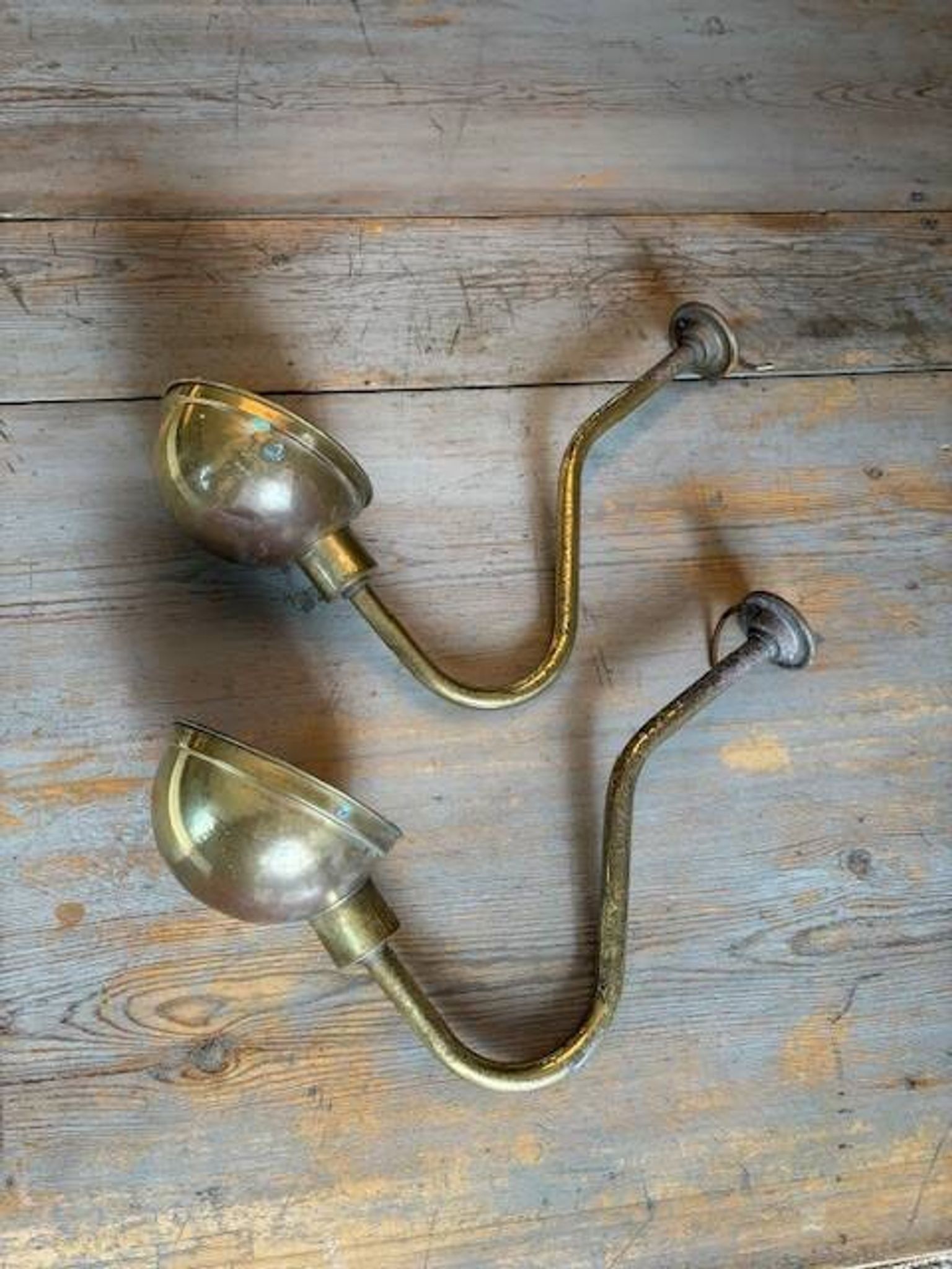 2 industrial wall sconces in brass - Denmark 1970s-80s
