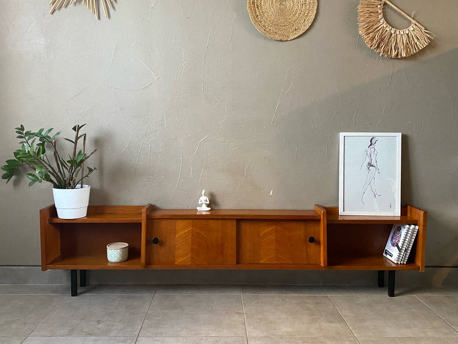 Vintage wooden sideboard from the 60s (shallow)