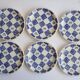 Lot 6 assiettes damier bleu blanche vintage
