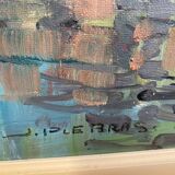 peinture huile signee jp le bras peintre de la marine port breton vue du p