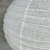Very large round Japanese-style rattan and natural linen pendant light D:80
