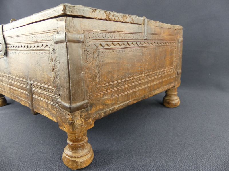 Old wedding chest in carved wood Nepal or India