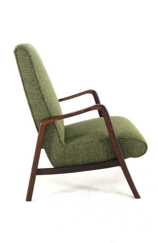 Knicos Armchair in Wengé with Green Upholstery | very rare dutch design