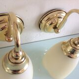 Pair of brass and opaline opaline sconces in art deco style granite