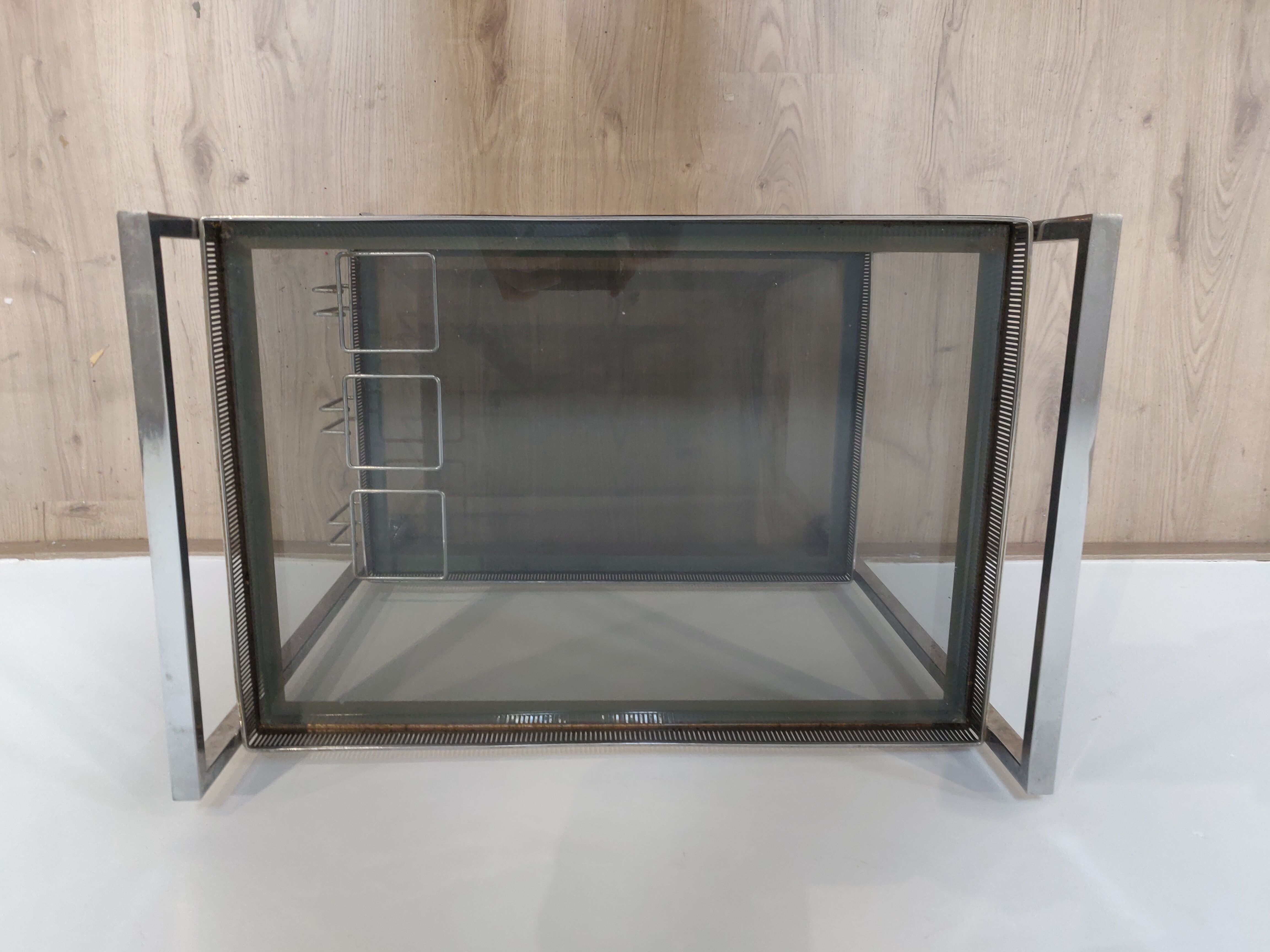 Dessert bar in chromed metal and smoked glass circa 1960