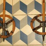 Old pair of ski reed leather stick