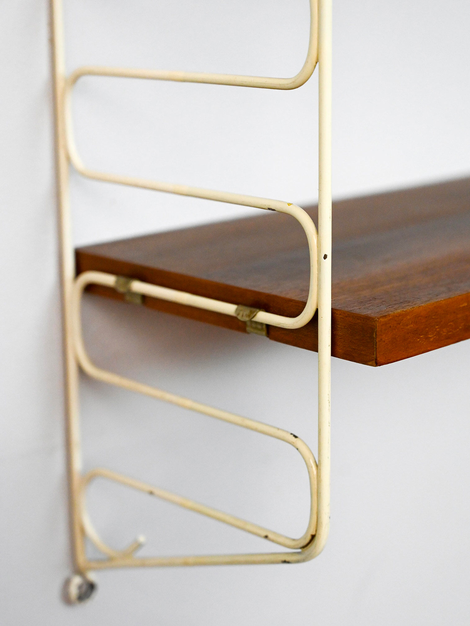 Swedish wood and metal shelving unit
