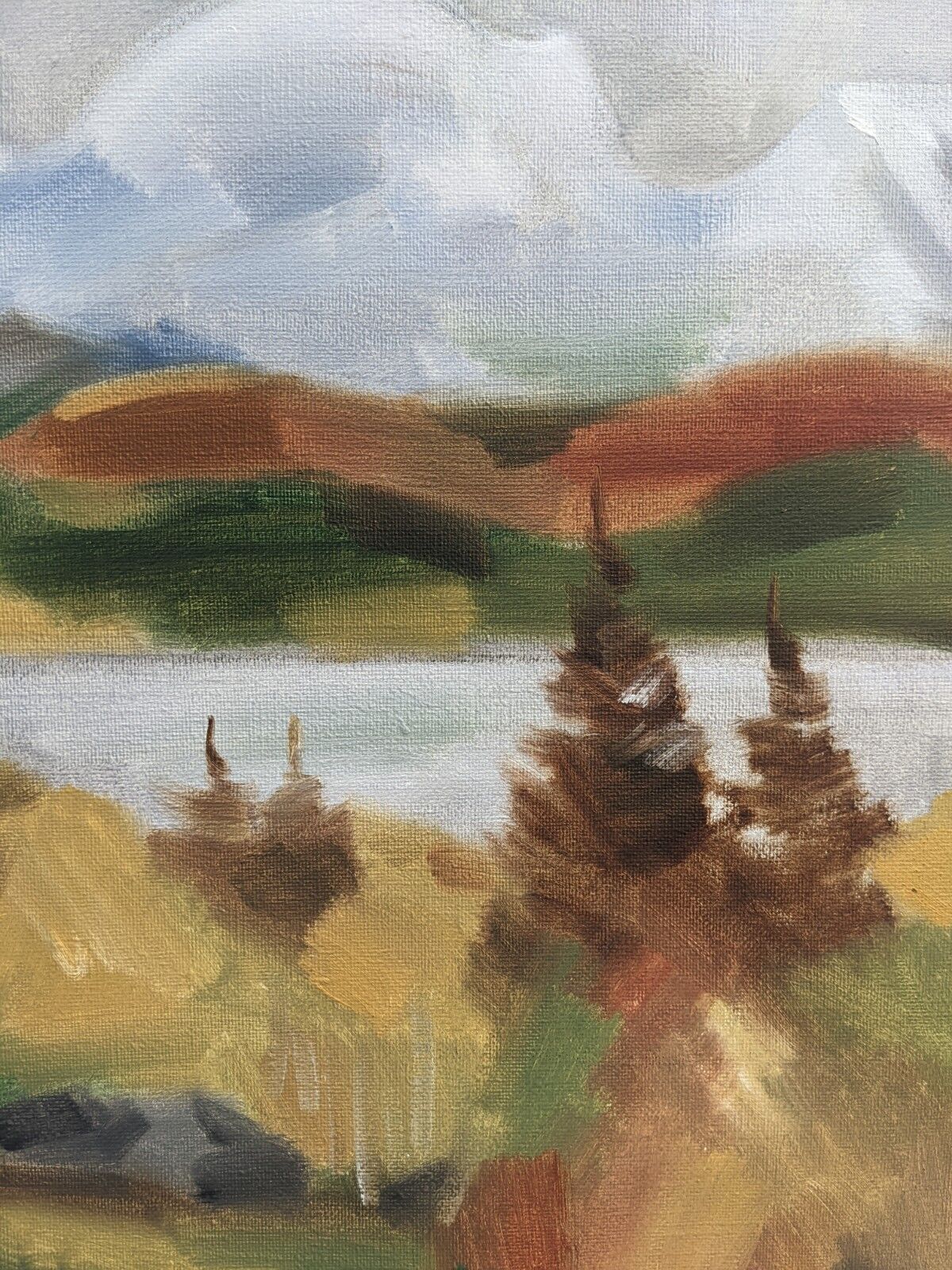 Mid 20th Century "Autumn View" Swedish Expressionist Landscape Oil Painting, Framed