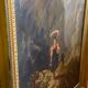 Tableau Scène de montagne avec personnages chasseur porteuse d'eau XIX°