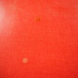 TABLE with two Italian EXTENSIONS and its 6 vintage CHAIRS of the 1970s in red color