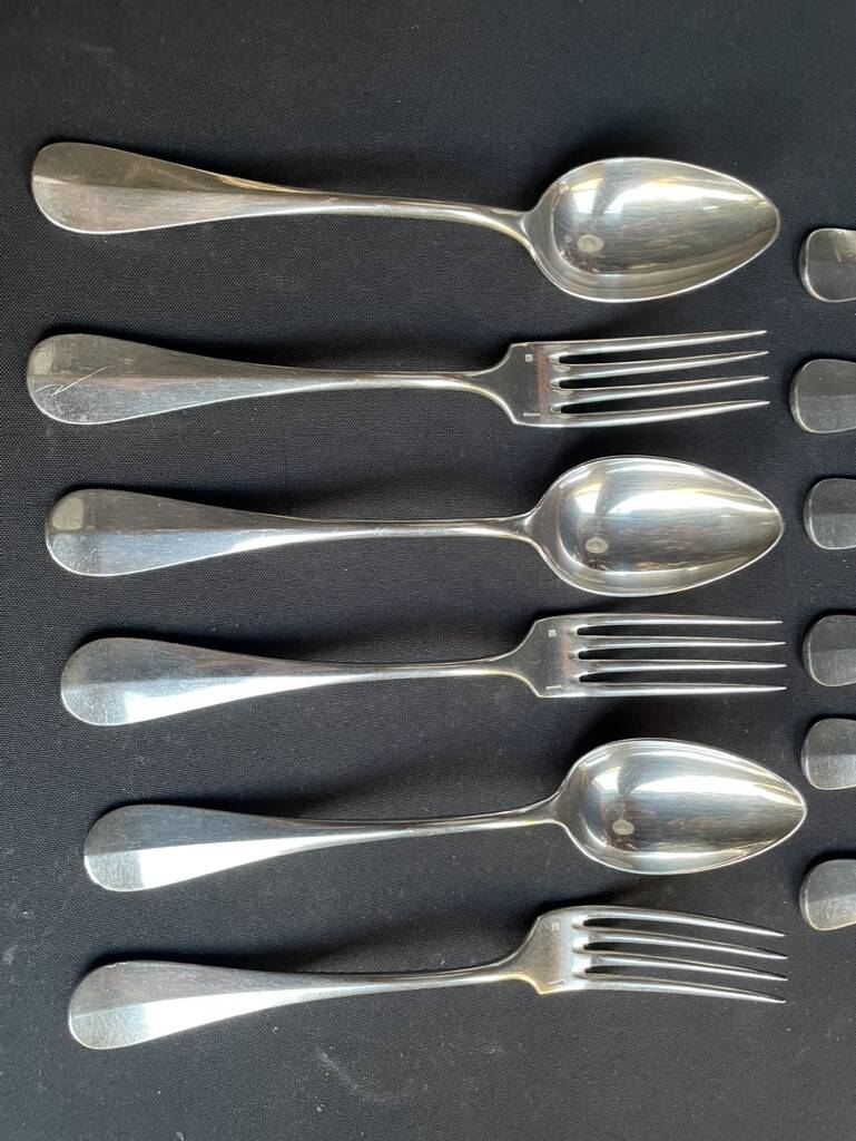 Box of 6 forks and 6 table spoons Christofle “Baguette” collection